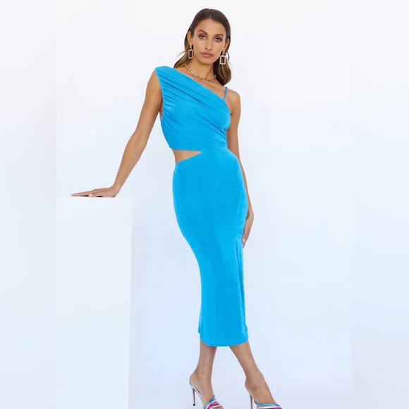 Blue Bodycon Cutout Dress - Picture 1 of 6